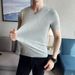 Summer Ice Silk Thin Knitted Short-sleeved T-shirt Hollow Pattern Men's Round Neck T-shirt Elastic Cotton Hollow Mesh Base_viptrois.com