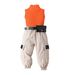 Mother&Kids Girls' summer solid color pit striped vest set feet cargo pants belt three-piece set_viptrois.com