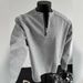 Men’s Half-Zip Padded Shoulder Sweatshirt – Studded Detail Long Sleeve Pullover For Autumn & Winter, Streetwear-Inspired Layering Piece_viptrois.com