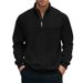 American Style Casual Stand Collar Zipper Pullover Loose Knitted Patchwork Jacquard Autumn Winter Long Sleeve Sweatshirt_viptrois.com