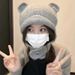 Autumn Winter New Cute Female Bear Pullover Outdoor Cold Proof And Warm Ear Protection Knitted Hat, Trendy_viptrois.com