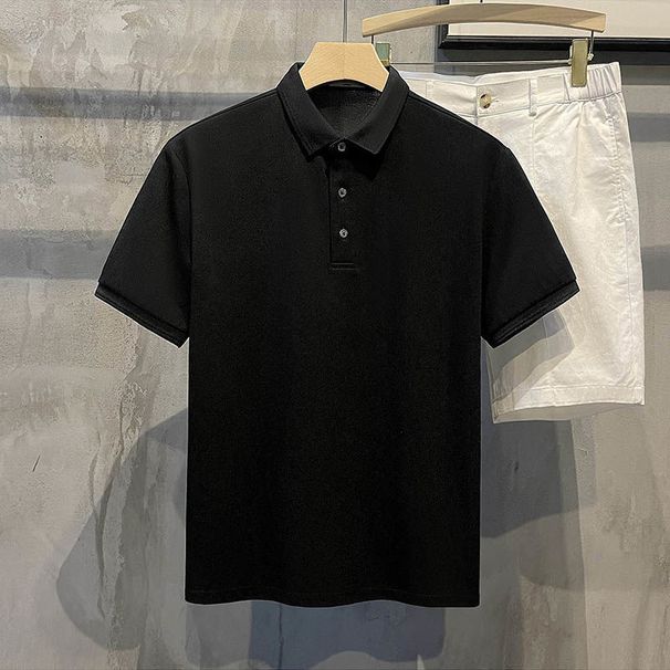 Unbeatable Quality Ins2025 Summer T-shirt Simple Slim Fit Business Men's Button Henry Collar Sports Polo Shirt_viptrois.com