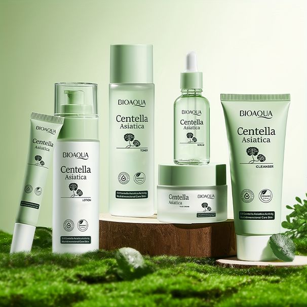 6pcs Centella Asiatica Gentle Cleansing Deep Hydration One Set Daily Skincare Needs Suitable For All Light Beige Types_viptrois.com