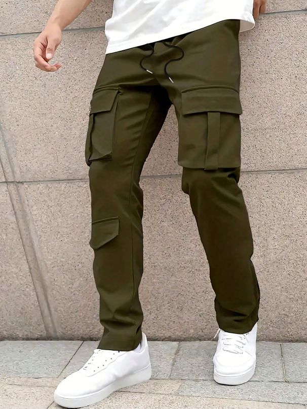 Men's Clothing Retro Fashion Brand Men's Pants Multi Pocket Overalls Loose Trendy Sports Pants_viptrois.com