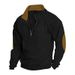 2023 Cross-border Hot-selling Spring And Autumn European Size Men's Outdoor Leisure Embroidery Color Matching Stand-up Collar Long-sleeved Sweater_viptrois.com
