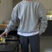 Premium Anti-Wrinkle Air Layer Crewneck Sweatshirt – Heavyweight Cotton Unisex Pullover (S-XXL, Black/Light Grey/Cream, Relaxed Fit)_viptrois.com