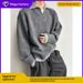 Loom American Retro Two-Piece V-Neck Sweater Men's Winter Turn-Down Collar Old Money Knitted Top Lazy Style Jacket_viptrois.com