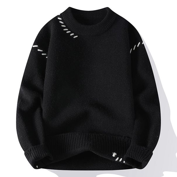Men's Clothing Autumn And Winter Men's Semi-Turtleneck Knit Sweater - Long Sleeve Casual Pullover With Ribbed Hem (White, Charcoal, Black, Red, Khaki)_viptrois.com