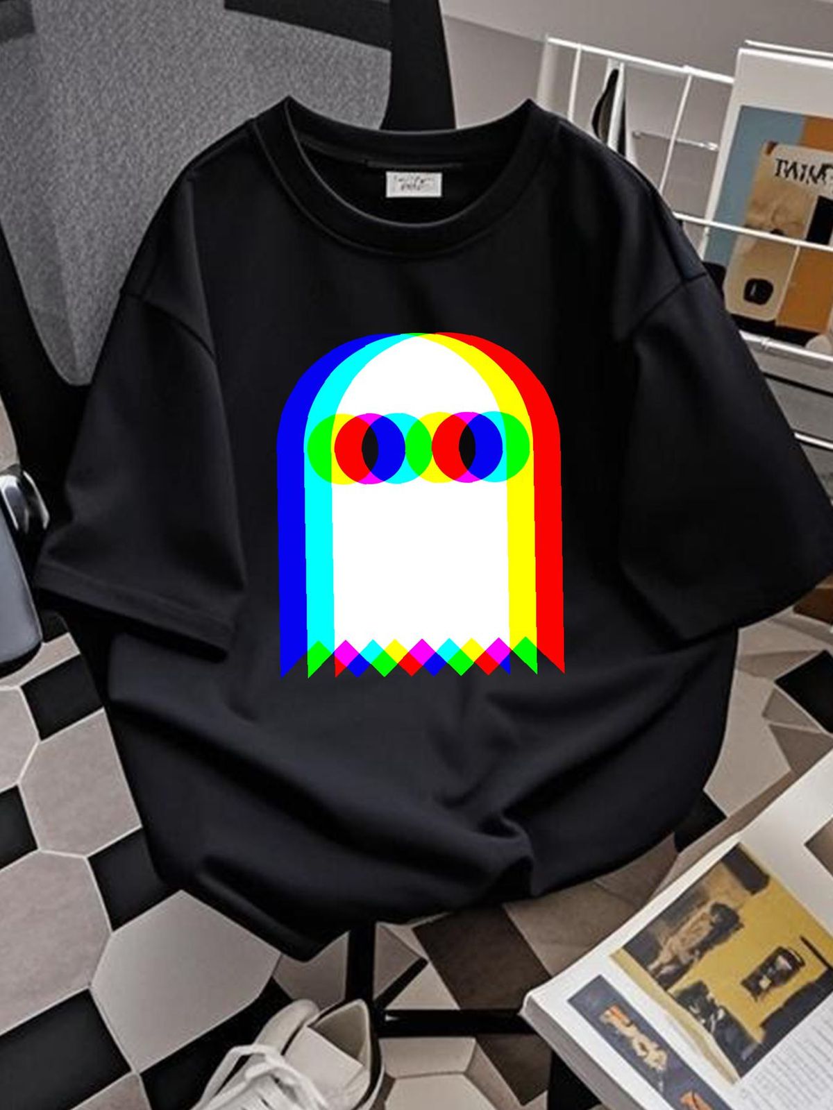 Ghost Trippy Vaporwave Halloween Techno Rave EDM Music Party T-Shirt Summer Graphic Top For Everyday Wear Unisex Streetwear Breathable_viptrois.com