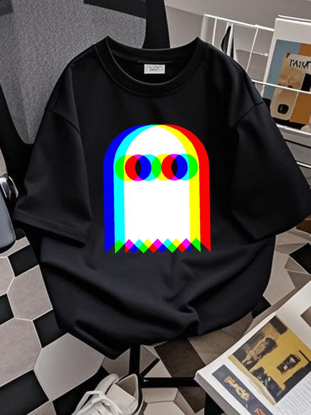 Ghost Trippy Vaporwave Halloween Techno Rave EDM Music Party T-Shirt Summer Graphic Top For Everyday Wear Unisex Streetwear Breathable_viptrois.com