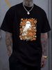 Retro Floral Ghost Cute Pumpkin Autumn Halloween Women T-Shirt Graphic Versatile Summer Top For Everyday Wear Stylish Soft Women Top Graphic Tees Women Comfortable Female Breathable Print Round Neck Short Sleeve Slightly Designer Clothes_viptrois.com