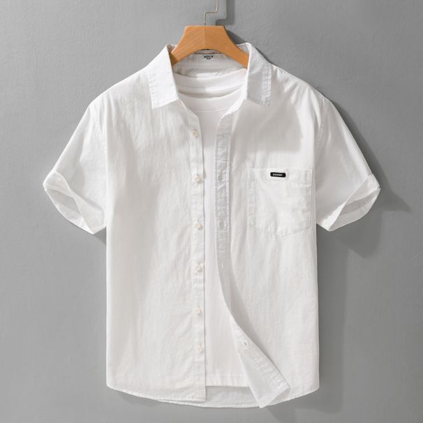 Summer Men's Simple And Versatile Short Sleeved Shirt Made Of Pure Cotton, Breathable And Fresh, Business Casual Shirt_viptrois.com