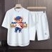 Men's Clothing 2024 Waffle Casual Summer Suit Men's Loose Teen Short sleeved T shirt Shorts Handsome Two piece Suit_viptrois.com