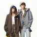 Monochrome Man- Color-Block Zipper Woolen Hooded Sweatshirt Autumn American Retro Loose Couple Heavy Thick Jacket Coat_viptrois.com