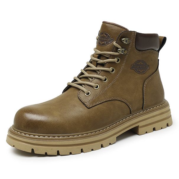 Martin Boots Men's Leather Comfortable Breathable Thick-soled Big Yellow Boots Live Stream Lace-up Tooling Boots Short Boots_viptrois.com