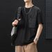 Tall Extended T-shirt Men's Summer Thin Japanese Short-sleeved T-shirt Men's New Tooling Trendy Brand Round Neck Half-sleeved T-shirt_viptrois.com