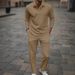 Men's Autumn And Winter Long Sleeved Trousers Jacquard Fabric Polo Shirt Suit Suitable For Daily Leisure Sports_viptrois.com