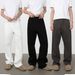 Nirben Men's Style Solid Color Sweatpants Elastic Waist Loose Flare Casual Wide Leg Sports Pants_viptrois.com