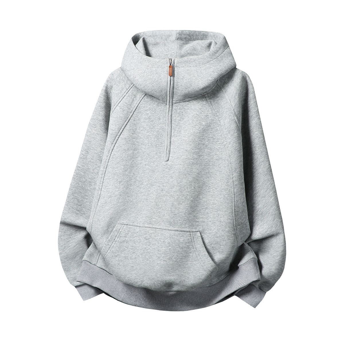Men's Heavyweight 380g Half-zip Hooded Sweatshirt With Stand Collar, Oversized Fit Casual Pullover For Autumn & Winter_viptrois.com