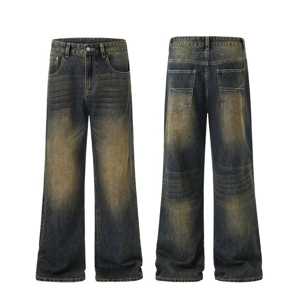 Menswear & Archer0603 & Retro High Street Trendy Brand Vibe American Style Jeans Floor Length Dad Jeans Slightly Flared Loose Pants_viptrois.com