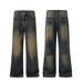 Menswear & Archer0603 & Retro High Street Trendy Brand Vibe American Style Jeans Floor Length Dad Jeans Slightly Flared Loose Pants_viptrois.com