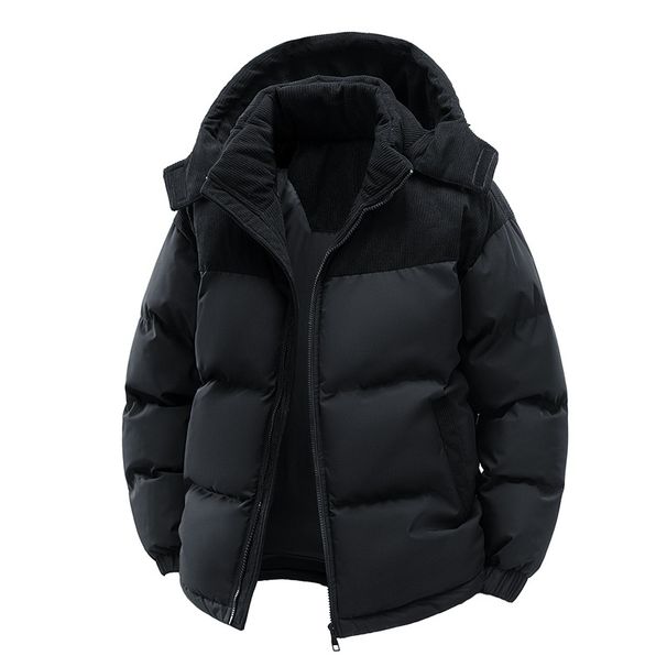 Men's Detachable Hood Winter Jacket – Windproof Padded Coat With Color Block Design (XS-XXL, Green/Khaki/Black/Blue)_viptrois.com