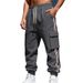 Men's Heavyweight Fleece-Lined Cargo Pants – Winter-Ready Workwear Joggers With Adjustable Drawstring & Side Straps (Black/Army Green/Navy)_viptrois.com