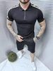 Fashion New Men's Plaid Ribbon Polo Shirt Short Sleeve Shorts Sports Casual Set_viptrois.com