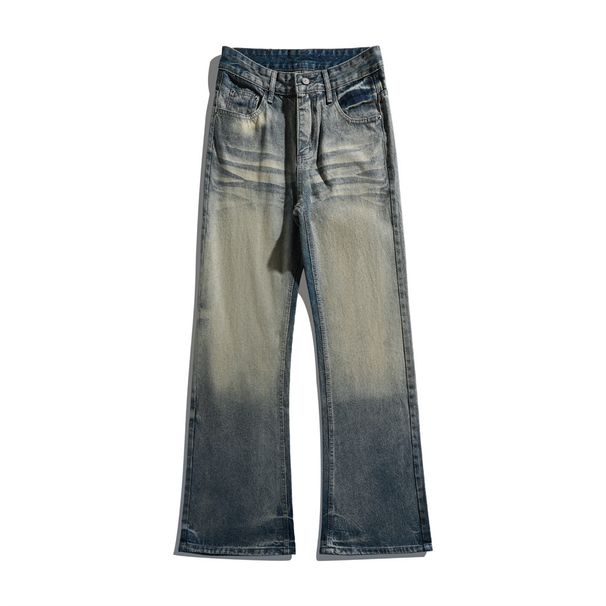 Punk Vintage White Jeans For Men Street Faded Washed Casual Loose Straight Long Pants American Style_viptrois.com