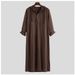 Men's Clothing Simple Long Hooded Shirt Muslim Robe_viptrois.com