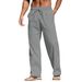Men's Cotton Linen Drawstring Trousers - Literary Retro Style Casual Pants | Breathable Comfortable Loose Fit Summer Pants_viptrois.com
