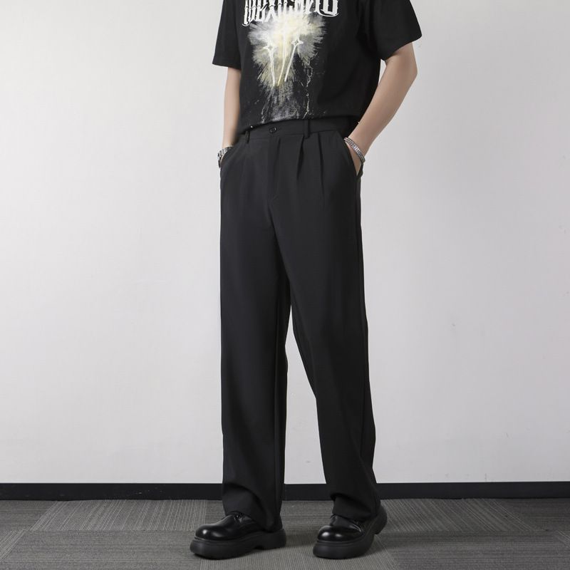 Straight Leg Casual Trousers For Men, 2025 Summer Style, Wrinkle Resistant, Drapey, High End, Trendy Men's Suit Trousers._viptrois.com