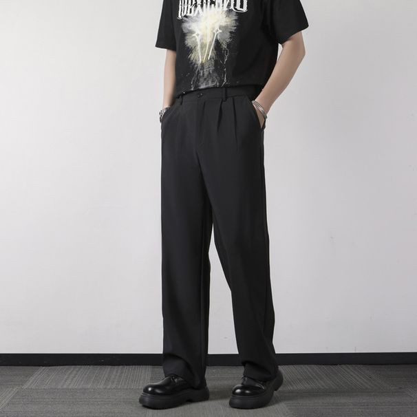 Straight Leg Casual Trousers For Men, 2025 Summer Style, Wrinkle Resistant, Drapey, High End, Trendy Men's Suit Trousers._viptrois.com