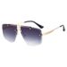 frameless men, Korean version, large frame polygonal sunglasses for women, trendy round face, slimming appearance_viptrois.com