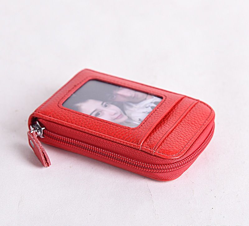 Card Bag Card Cases Genuine Leather Accordion Card Holder Anti Interference Multi Card Slot Card Holder Women's Vertical Casual RFID ID Card Holder_viptrois.com