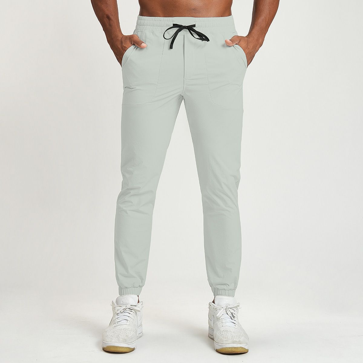 Men's Eco-Friendly Quick-Dry Stretch Jogger Pants For Running, Gym & Outdoor Activities - Breathable Recycled Nylon Blend With Elastic Cuffs_viptrois.com