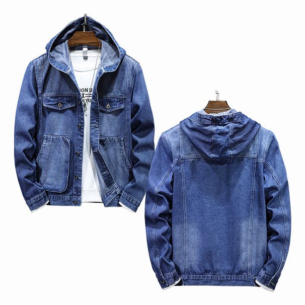 Men's Clothing New Casual Men's Jacket 2025 Spring Trendy Versatile Workwear Fit One Piece Hooded Denim Jacket For Men_viptrois.com