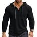 Men’s Performance Hooded Sweatshirt – Breathable Long-Sleeve Workout Top With Button Closure (Black/White/Khaki/Green/Rose) – Slim Fit S-XXXL_viptrois.com