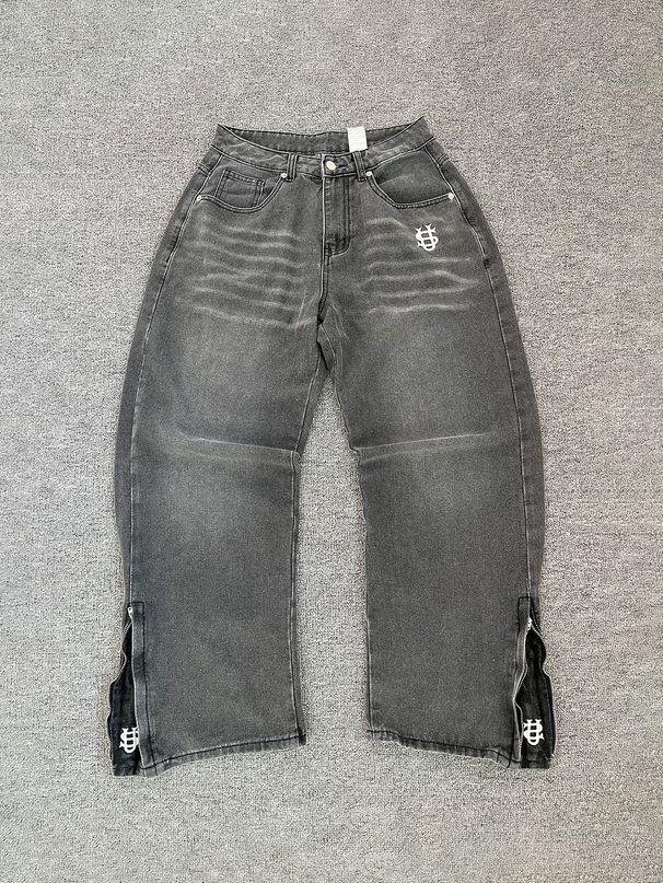 Spring 2026 Environmentally Friendly Fabric European And American Men's Retro Washing Water Embroidery Straight Jeans_viptrois.com