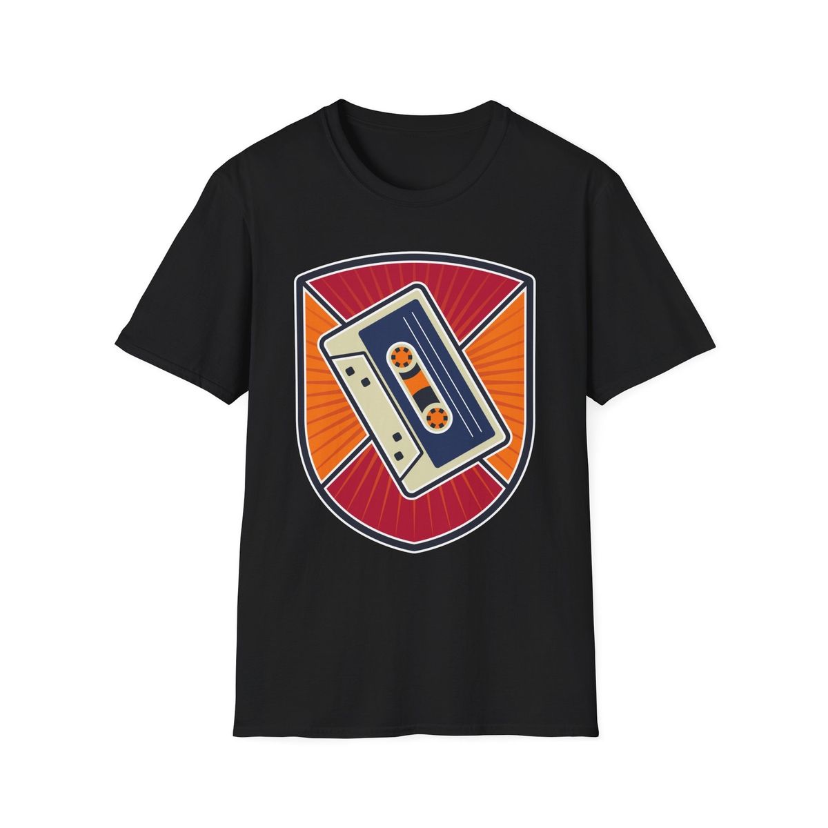 Cassette Tape T-Shirt Mens Womens Tees Top, Retro Style Music Badge Tee, Music Lover Top_viptrois.com