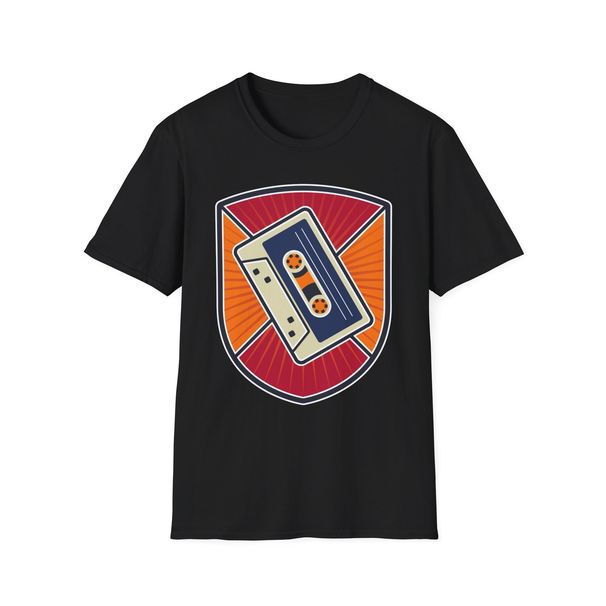 Cassette Tape T-Shirt Mens Womens Tees Top, Retro Style Music Badge Tee, Music Lover Top_viptrois.com