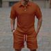 Men's Clothing Exclusively For Shein Foreign Trade Pure Color Fashion Casual Men's Short Sleeved Suit_viptrois.com