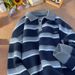 1 Japanese Retro Striped Polo Collar Sweater For Men, Autumn And Winter Lazy Style, Youth Niche Couple Knitted Top_viptrois.com