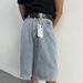 Men's Clothing Cartoon Embroidered Jeans Straight Leg Cropped Pants Loose Casual Skateboard Pants_viptrois.com