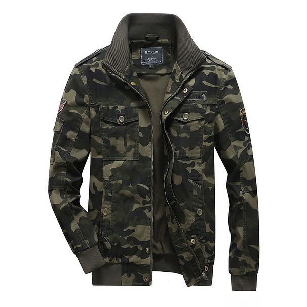 Men's Vintage Military Camo Jacket – Lightweight Cotton Workwear Coat (Army Green/Khaki)_viptrois.com