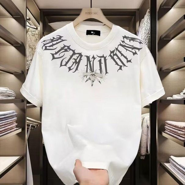 Men's Clothing Pure Cotton Summer Loose Round Neck Versatile Short Sleeved T Shirt Tops_viptrois.com