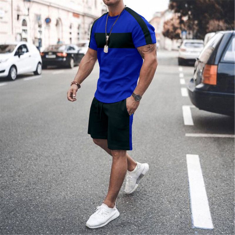 Men's 2-Piece Short Sleeve T-Shirt & Shorts Set, Summer Casual Lounge Wear, Comfortable Athletic Style Outfit For Relaxation_viptrois.com