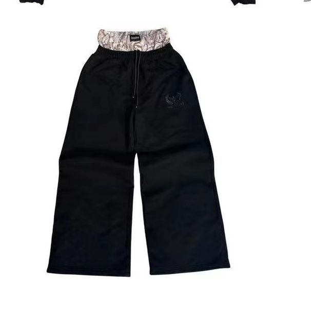 Men's Clothing Retro High Street Wide Leg Splicing Sports Pants Sweatpants_viptrois.com