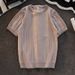 Men's Clothing Pure White Jacquard Short Sleeved Sweater For Men Thin Bottoming Shirt For Men's Trendy Half Sleeved Knitted Sweater_viptrois.com