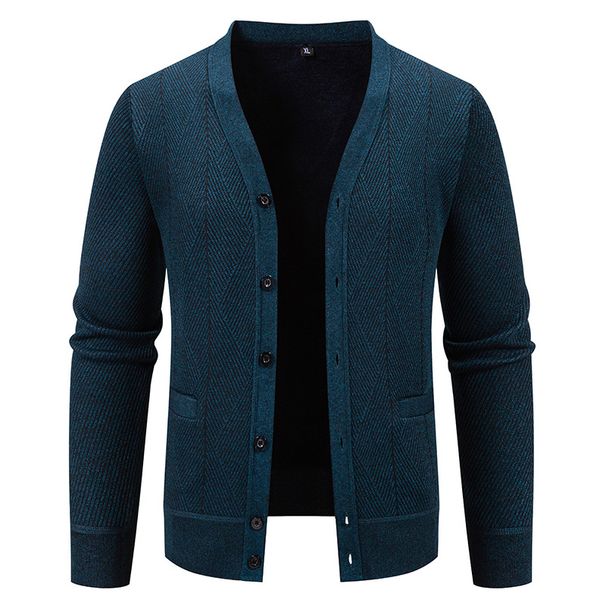 Men's Clothing Fleece-Lined Knit Cardigan Sweater Warm Winter V-Neck Pullover For Casual & Stylish Outfits (Available In 5 Classic Colors & 4 Sizes)_viptrois.com